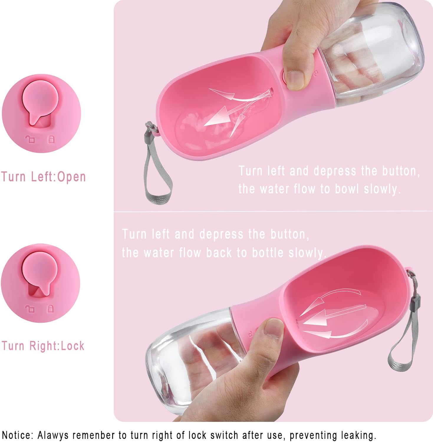 Dog Water Bottle with Food Container