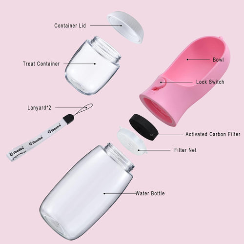 Dog Water Bottle with Food Container