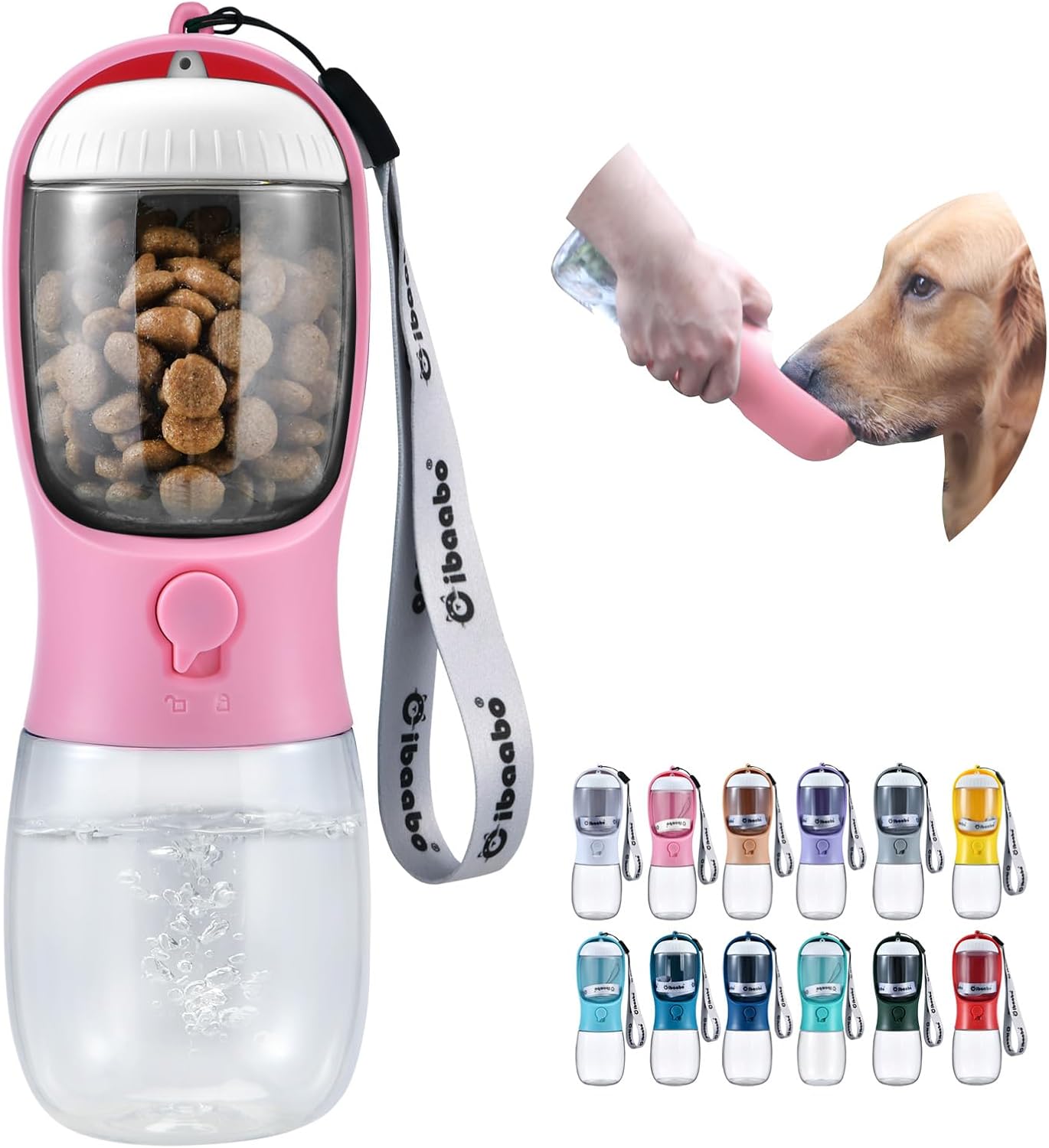 Dog Water Bottle with Food Container